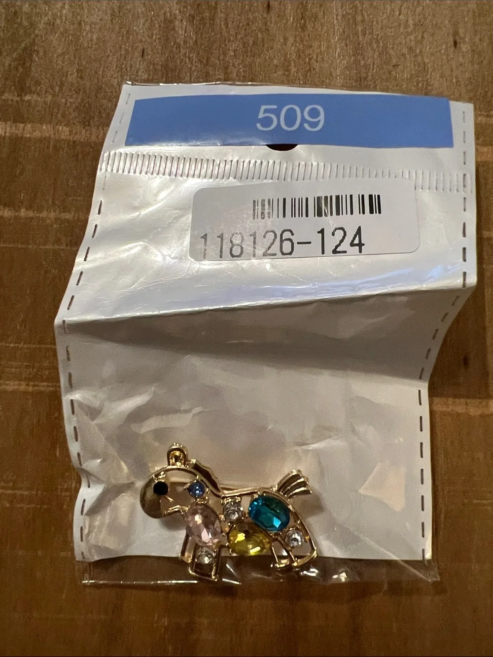 3/$18 Kids Crystal Horse Brooch - Gold with Blue, Yellow & Pink Gems Lot 509